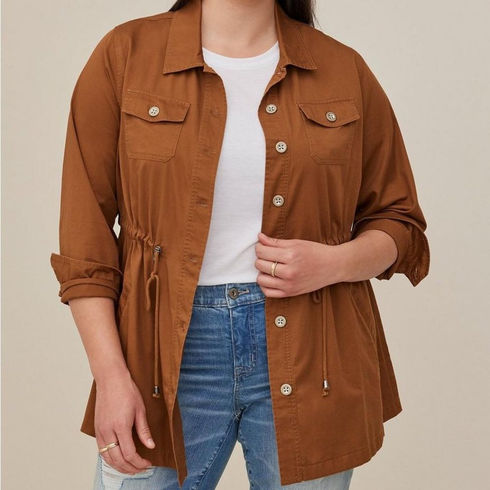 Torrid Twill Long Line Shacket Size 3x